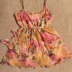 Victoria’s Secret Pink & Yellow Sheer top with Thong